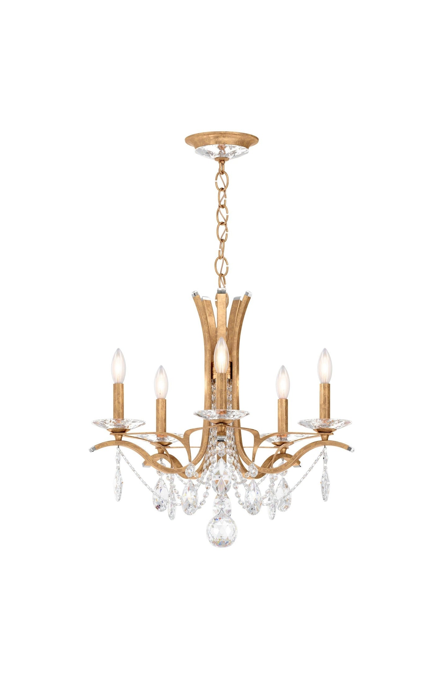 5-Light French Gold Crystal Blossom Chandelier