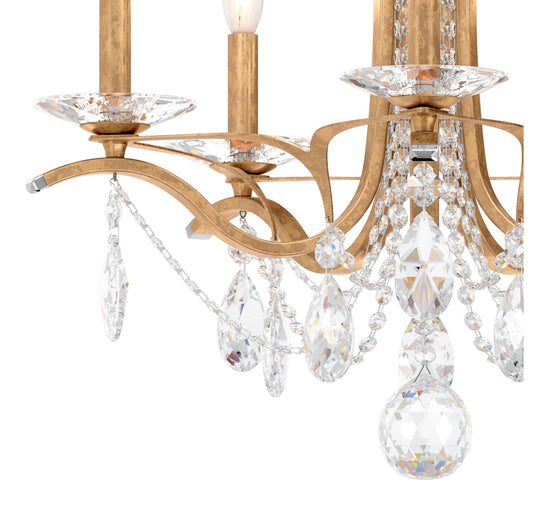 5-Light French Gold Crystal Blossom Chandelier