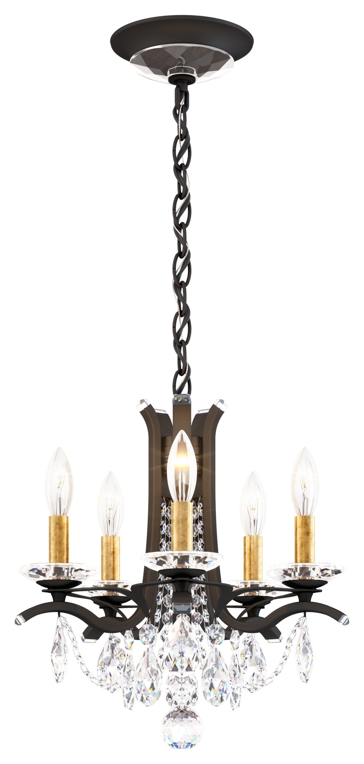 5-Light Strawberry Bloom Black Heritage Crystal Chandelier