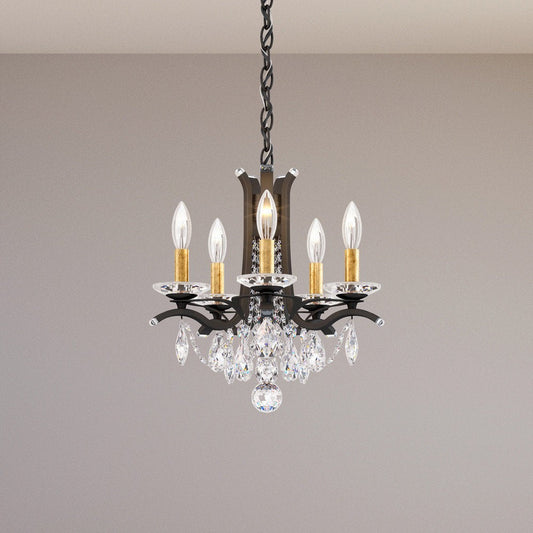 5-Light Strawberry Bloom Black Heritage Crystal Chandelier