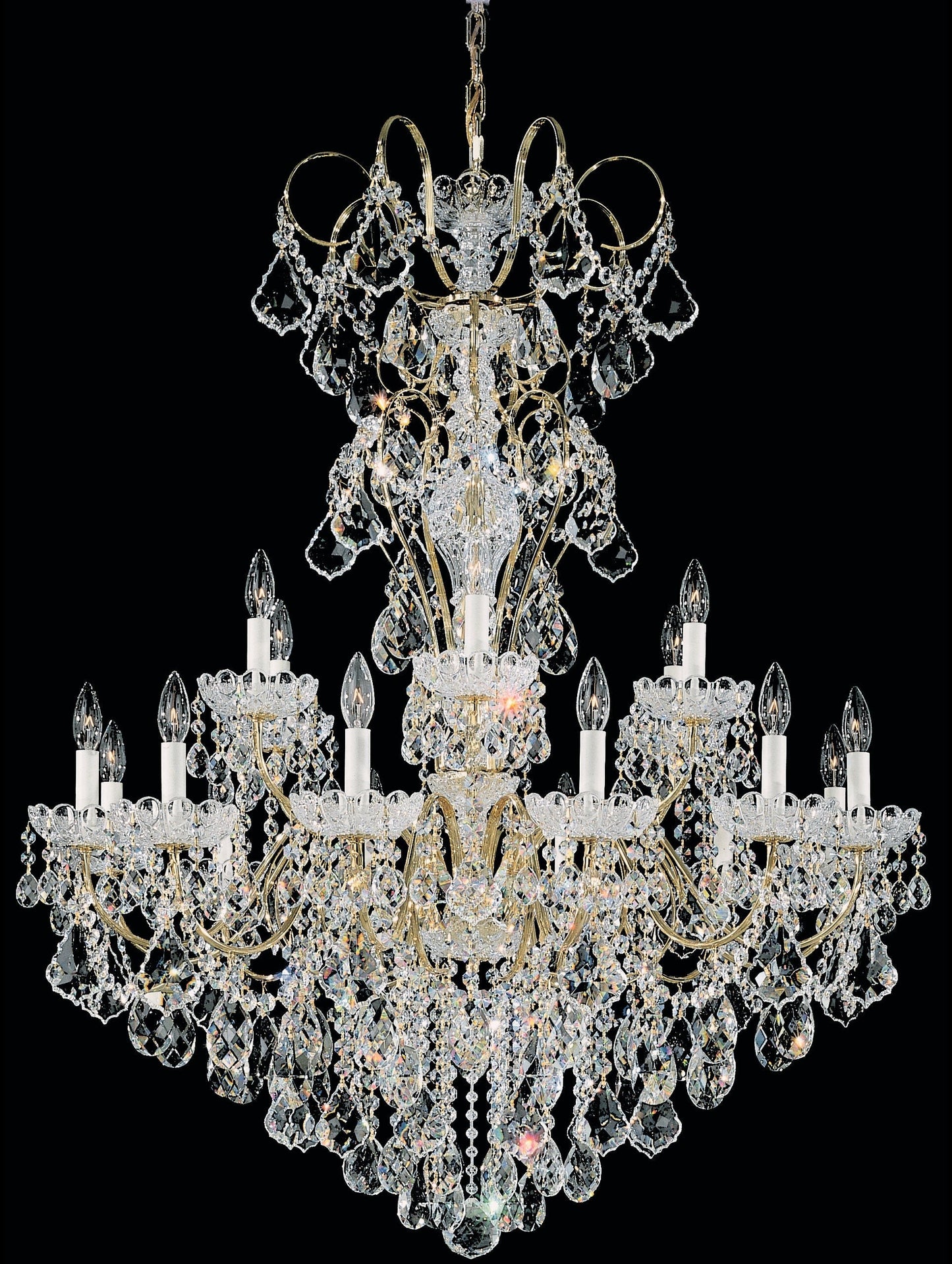 Baroque 18-Light Swarovski Gold Chandelier