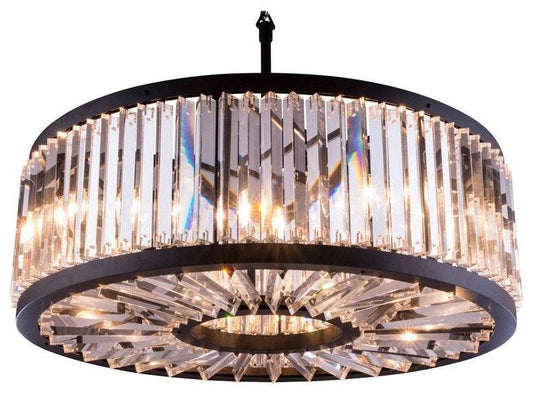 Chelsea Crystal Ring Pendant – Matte Black 28″