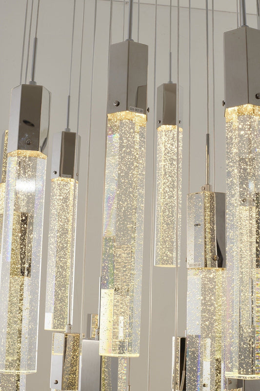 Chrome Bubble-Crystal Sphere Chandelier