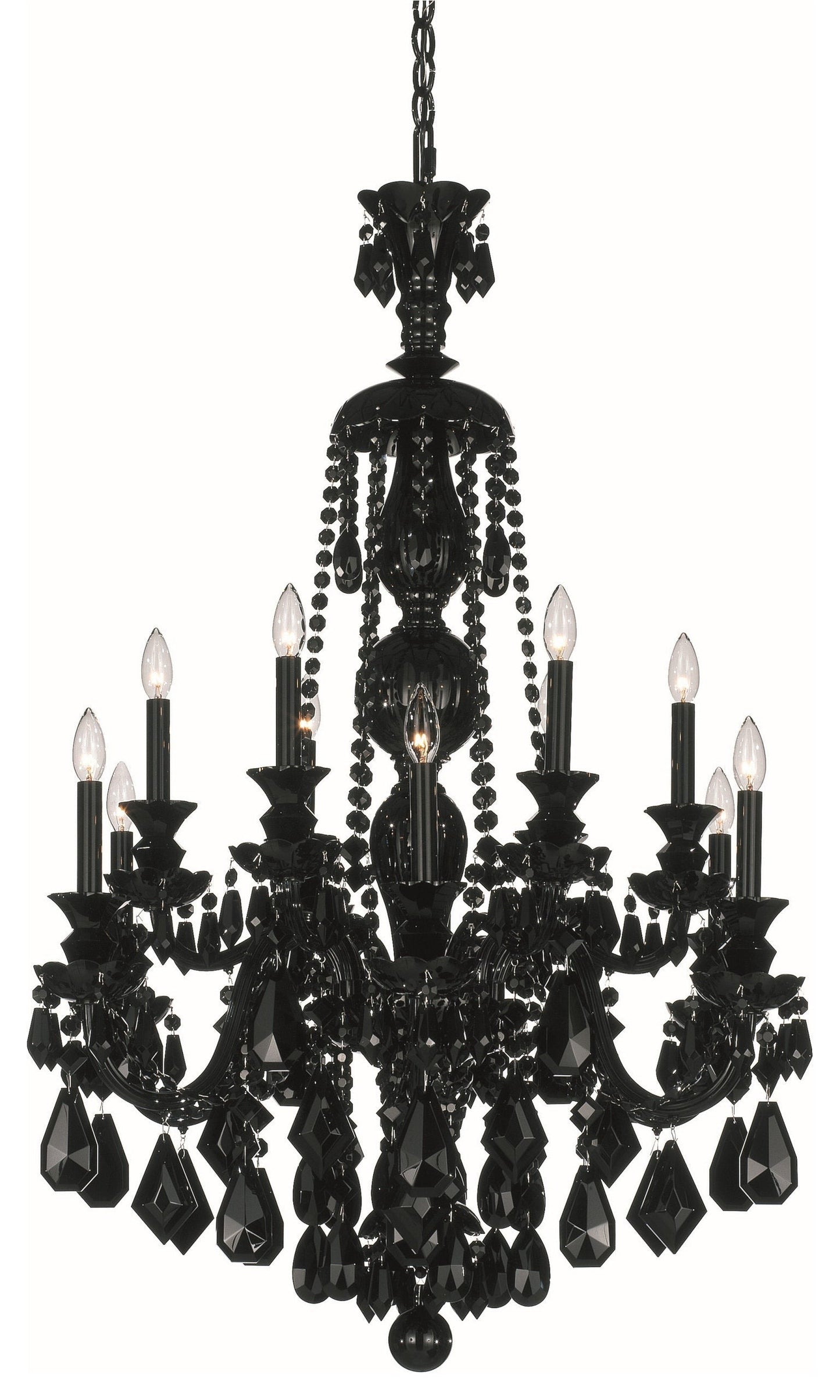 Jet Black Heritage Crystal 12-Light Traditional Chandelier