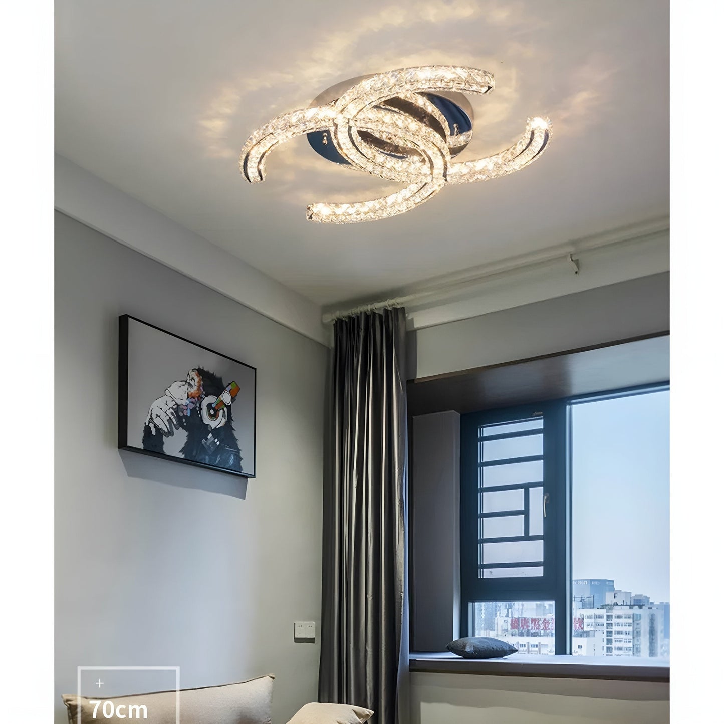 Modern Crystal & Aluminum LED Chandelier