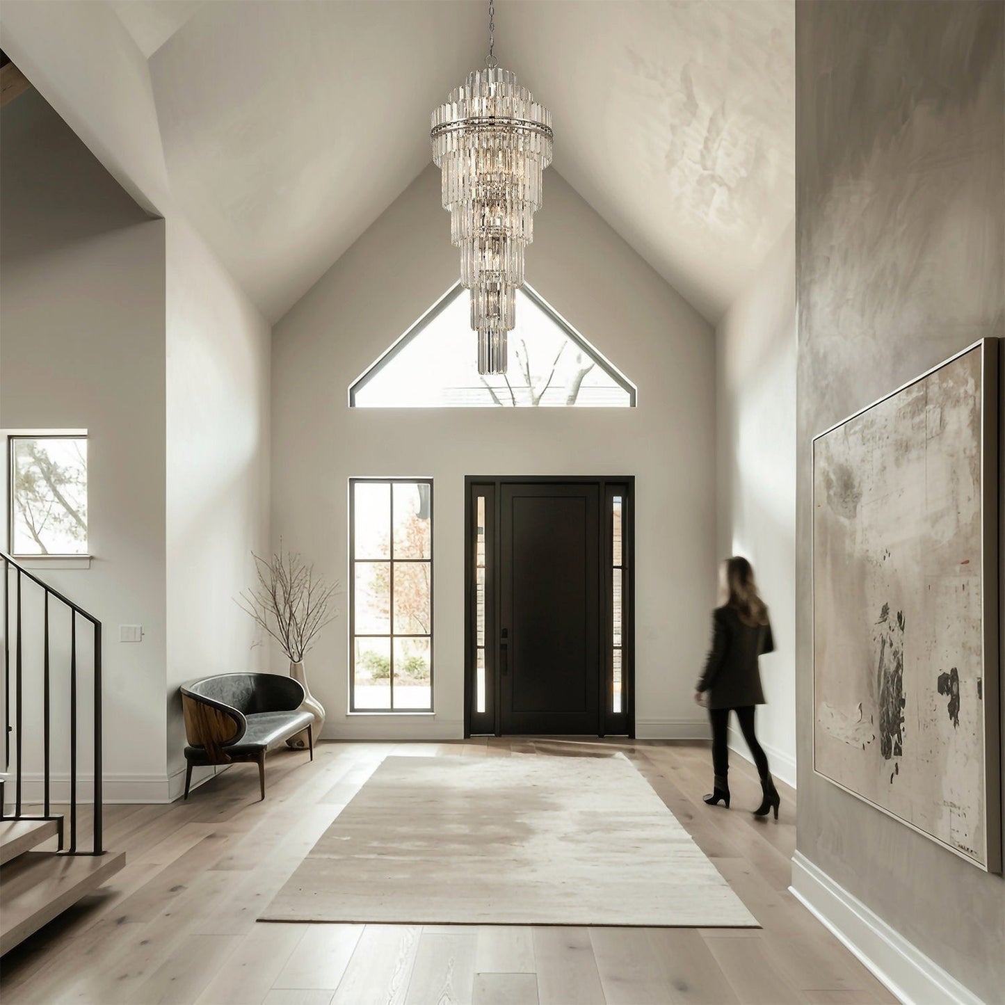 Monochrome Multi-Tier Crystal Chandelier