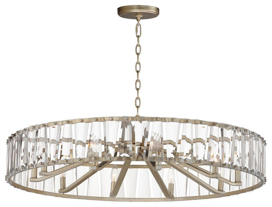 Odeon Beveled Glass Panel Chandelier – Golden Silver