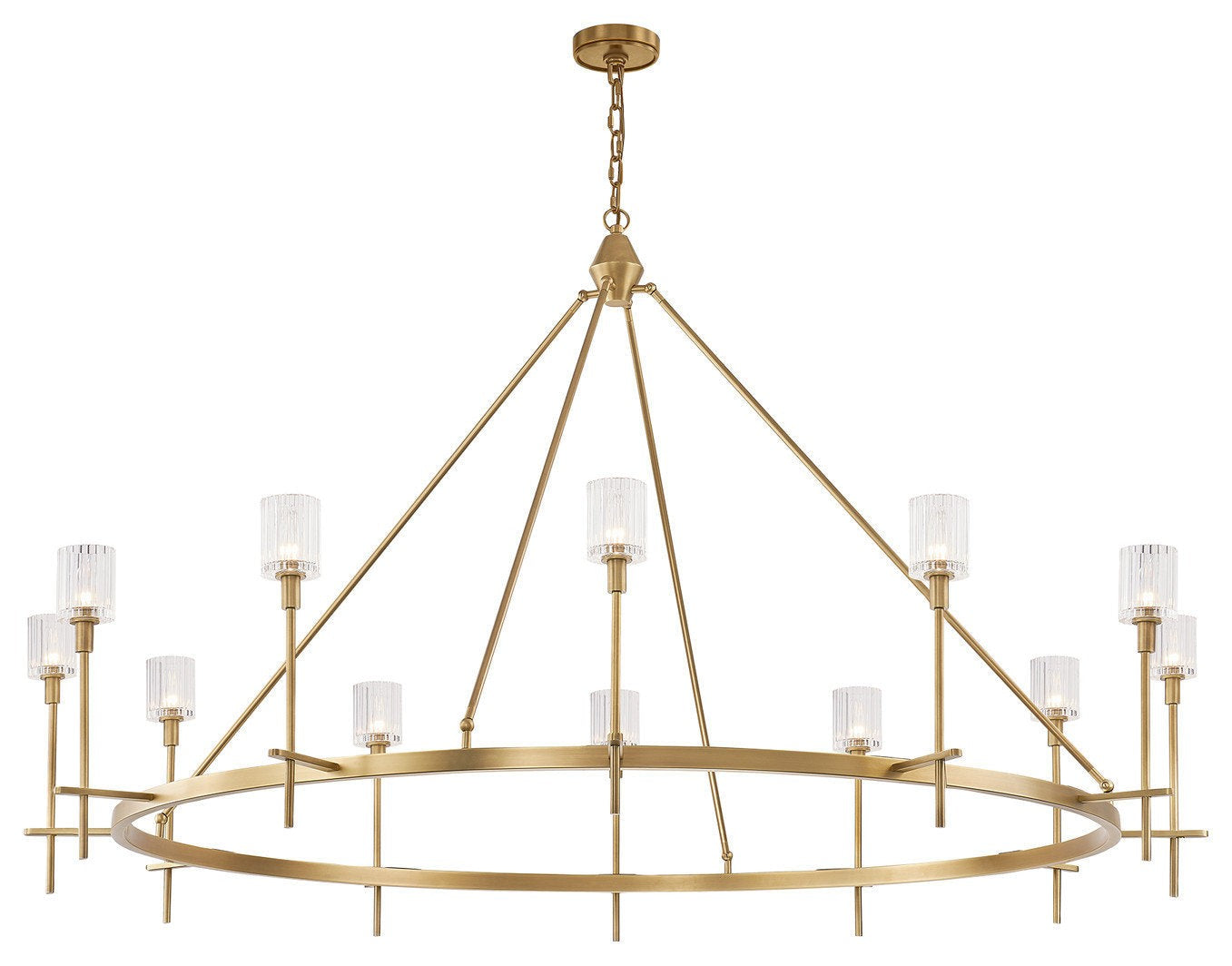 Salita 12-Light Vintage Brass & Ribbed Crystal Chandelier