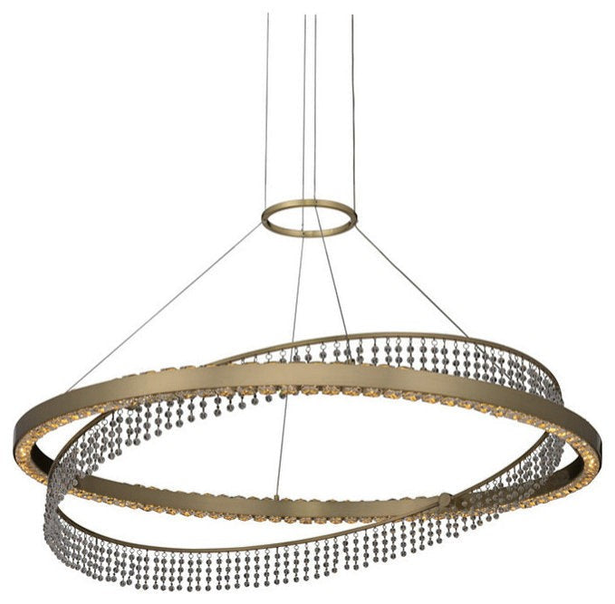 Saturno Brushed Brass LED & Crystal Ring Chandelier