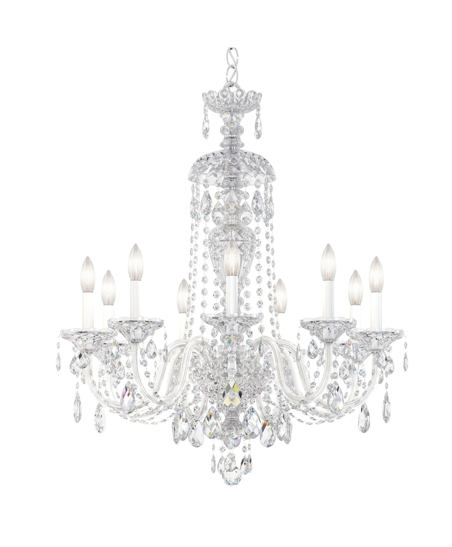 Sterling Nine-Light Silver Swarovski Chandelier