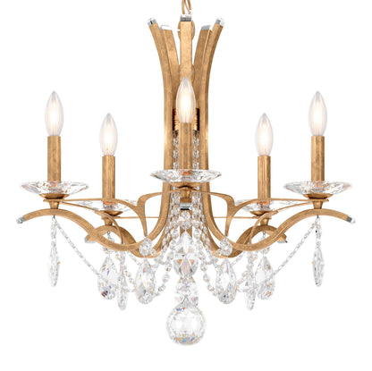 5-Light French Gold Crystal Blossom Chandelier