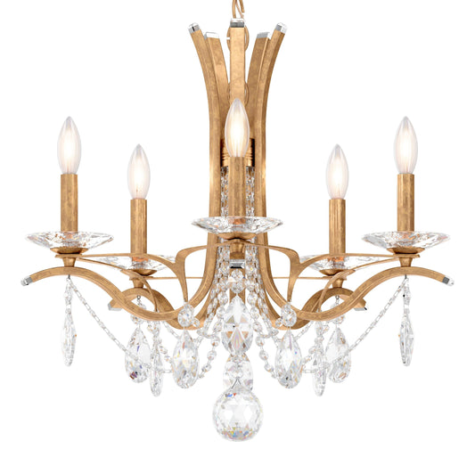 5-Light French Gold Crystal Blossom Chandelier