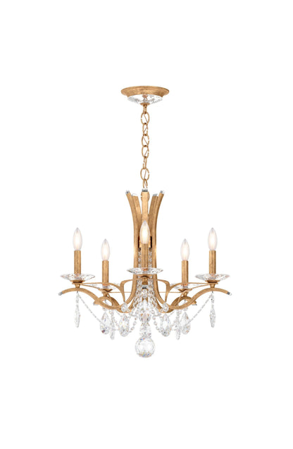 5-Light French Gold Crystal Blossom Chandelier