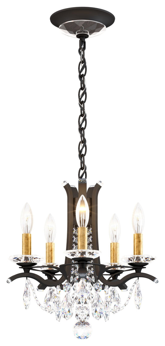 5-Light Strawberry Bloom Black Heritage Crystal Chandelier