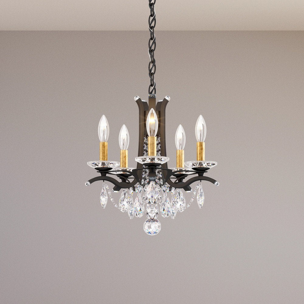 5-Light Strawberry Bloom Black Heritage Crystal Chandelier