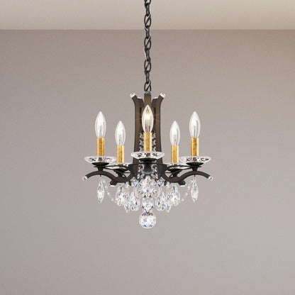 5-Light Strawberry Bloom Black Heritage Crystal Chandelier