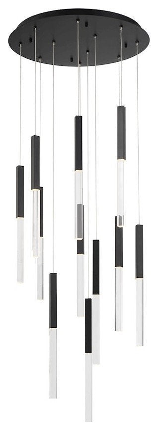 Black Glass-Edged LED Prism Chandelier