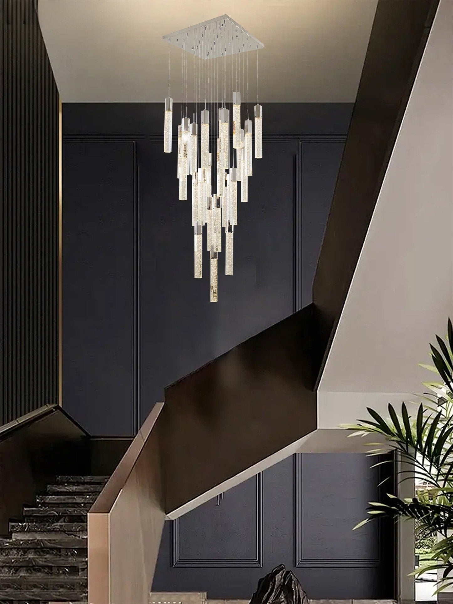 Chrome Bubble-Crystal Sphere Chandelier