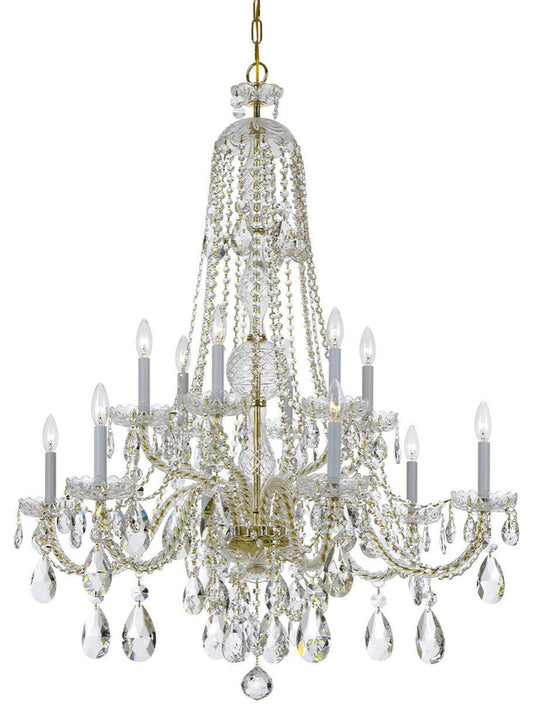 Classic Brass Chandelier with Hand-Cut Crystals