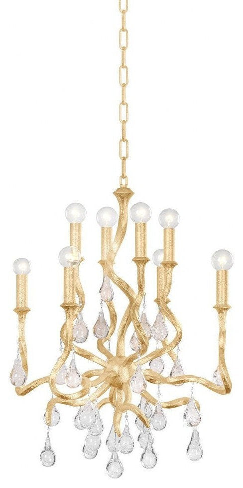 Gold Leaf Candelabra Crystal Chandelier – 8-Light