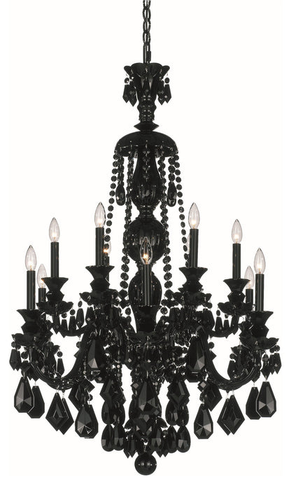 Jet Black Heritage Crystal 12-Light Traditional Chandelier
