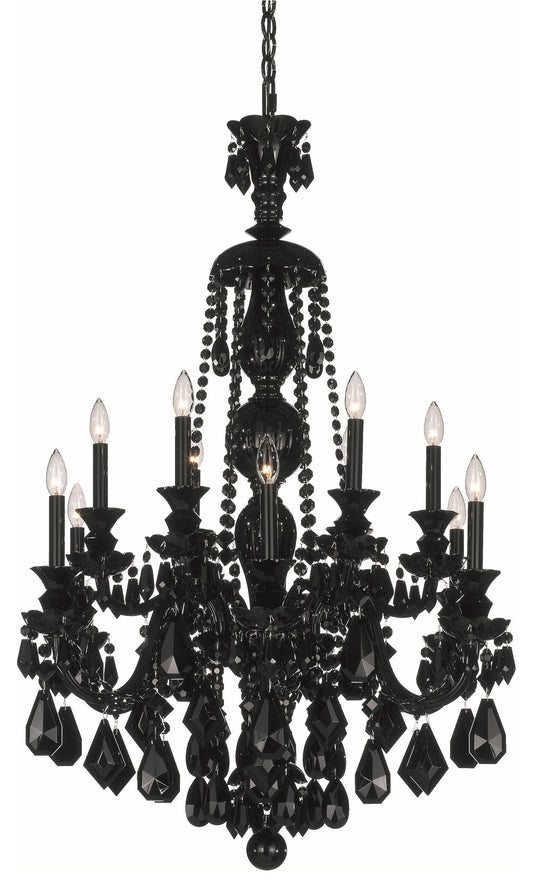 Jet Black Heritage Crystal 12-Light Traditional Chandelier