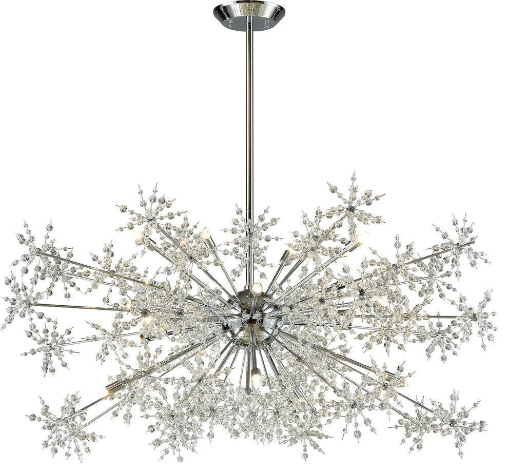 Midcentury Snowburst Chrome & Crystal Chandelier – 20-Light