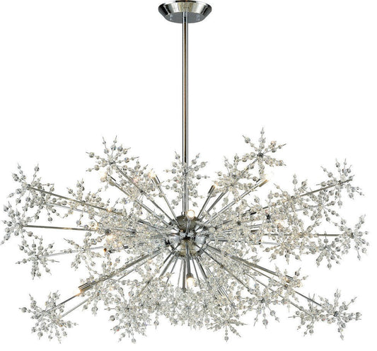 Midcentury Snowburst Chrome & Crystal Chandelier – 20-Light