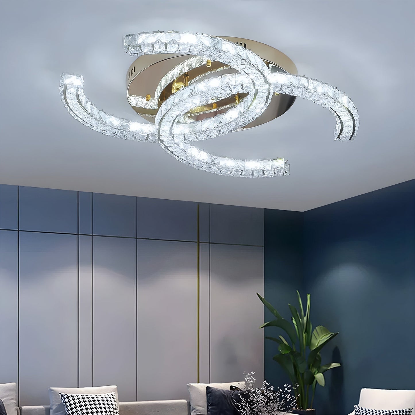 Modern Crystal & Aluminum LED Chandelier