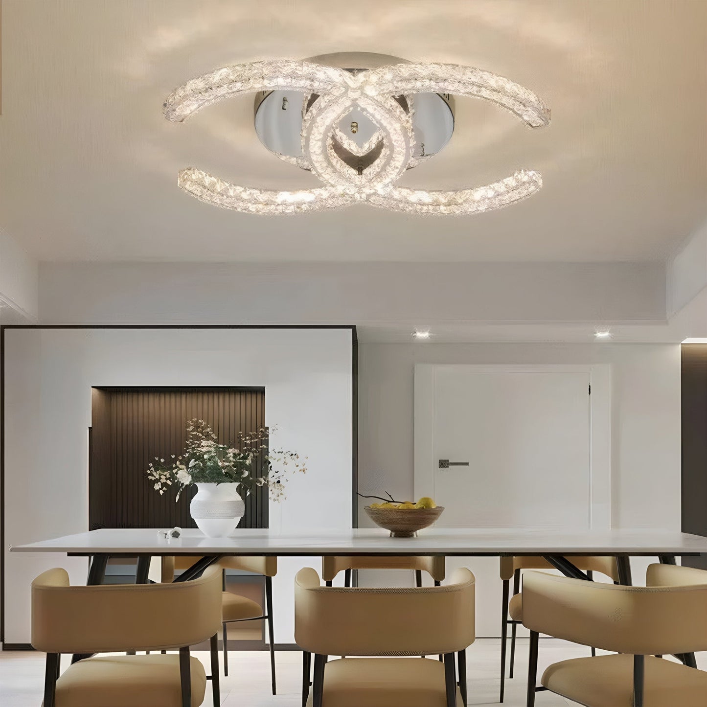 Modern Crystal & Aluminum LED Chandelier