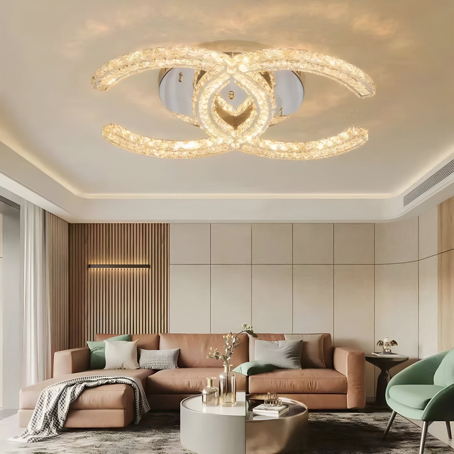 Modern Crystal & Aluminum LED Chandelier