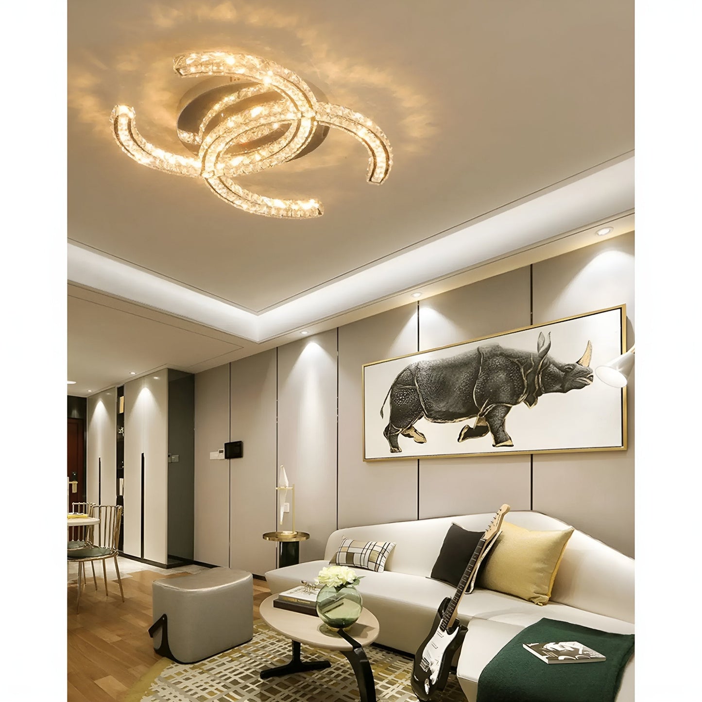 Modern Crystal & Aluminum LED Chandelier