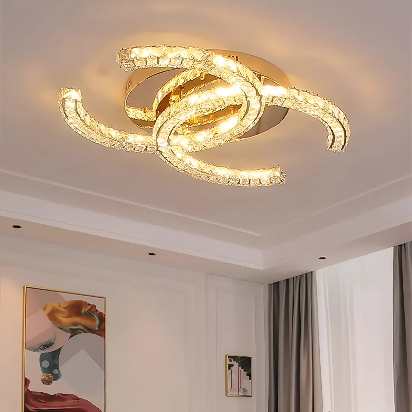 Modern Crystal & Aluminum LED Chandelier