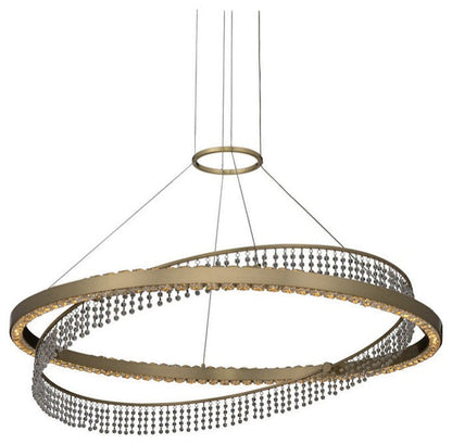 Saturno Brushed Brass LED & Crystal Ring Chandelier