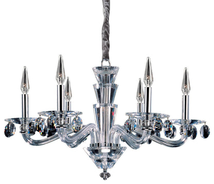 Venetian Art Deco Chrome & Glass Chandelier