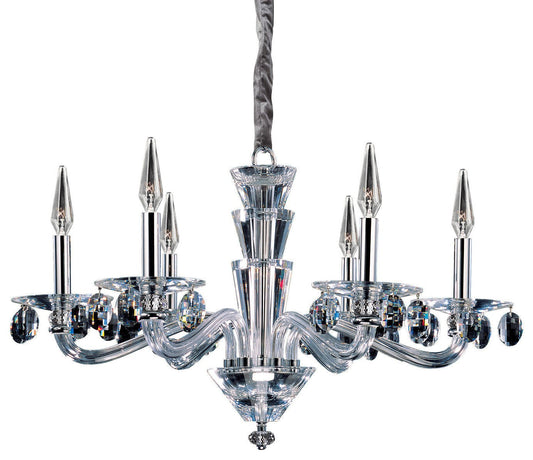 Venetian Art Deco Chrome & Glass Chandelier